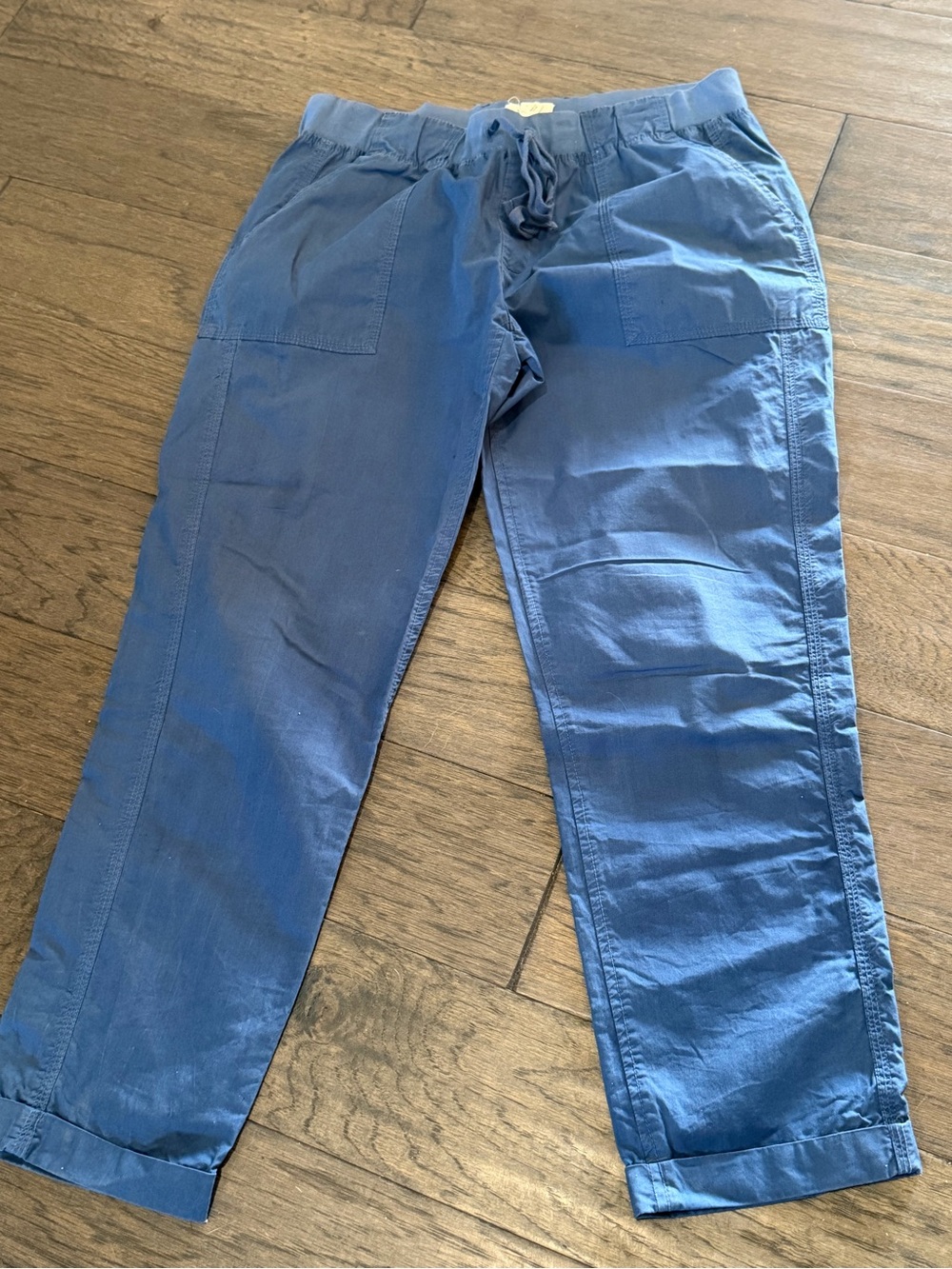 Joie Blue Drawstring Chino Pants with cuff ankle